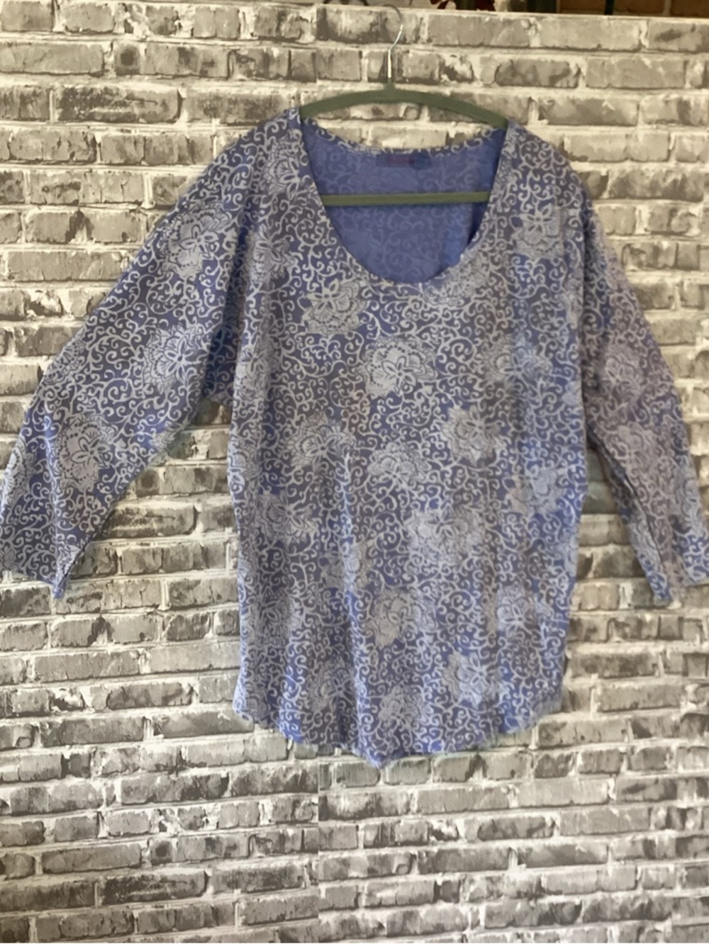 fresh produce Floral Swirl Scoop-Neck Stretchy Knit Tunic Size L, Periwinkle